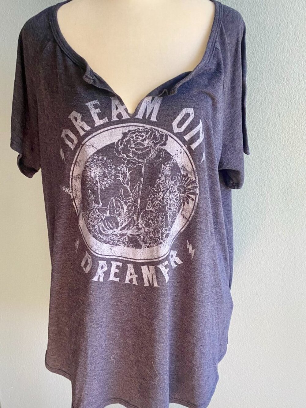 H.I.P. Dream on Dreamer Graphic Tee Festival V-neck XXL Short Sleeve Soft